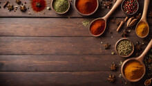 Spices On A Wooden Table