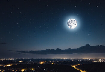 Wall Mural - illustration of a night sky with clouds