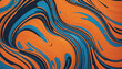 Colorful vintage trippy gradient backdrop in orange and blue - Abstract retro poster or banner design