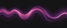Pink Purple Glowing Grainy Gradient Abstract Wave On Black Background, Noise Texture Effect, Wide Banner Design