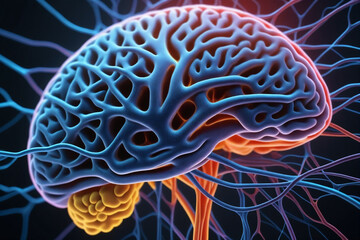 Poster - Macro presentation of neural network in the human brain or nervous system