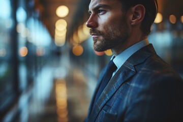 Wall Mural - Side view of well dressed handsome businessman