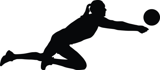 Wall Mural - Woman volleyball player silhouette