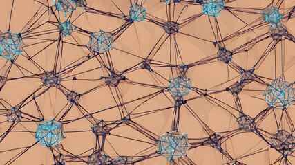  Wireframe connectivity mesh geometric network tech background concept.. AI generated image, ai