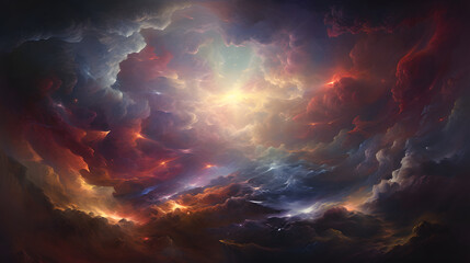 background illustration with colorful sky, colorful world