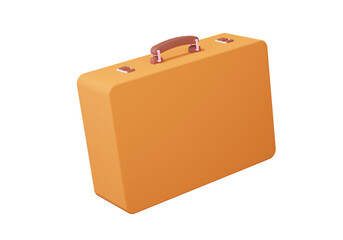 Wall Mural - Orange suitcase icon on isolated background. briefcase tour travel concept. minimal cartoon cute smooth. 3d render illustration