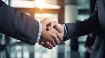 Wall Mural - Businessmen making handshake with partner, greeting, dealing, merger and acquisition, business cooperation concept