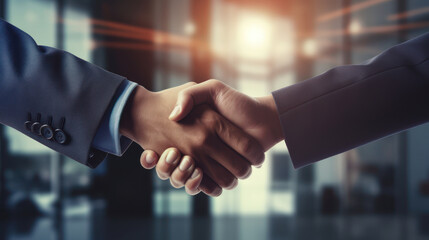 Wall Mural - Businessmen making handshake with partner, greeting, dealing, merger and acquisition, business cooperation concept