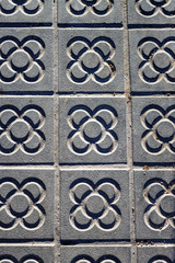 Wall Mural - Sidewalk with panot (tiles with flower inside) in Barcelona, Catalonia, Spain, Europe