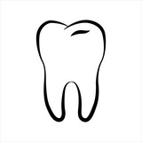 Fototapeta Miasto - Molar healthy tooth symbol. Human tooth silhouette, dental logo. Tooth outline vector icon isolated on white background.