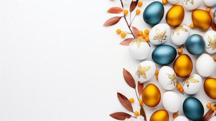 Wall Mural - Easter eggs decoration background for cards, wallpapers with copy space