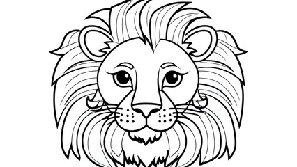 Wall Mural - Funny lion coloring page. lion cartoon characters. For kids coloring book.