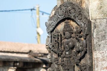 Poster - Ornate carving of a Hindu deity on the walls of the ancient Chennakeshava temple.