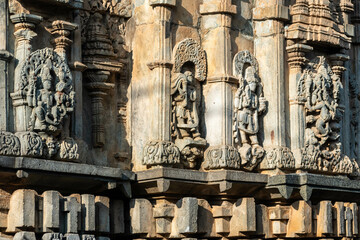 Poster - Ornate carvings of a Hindu deities at the ancient Hoysala era Chennakeshava temple in Belur, Karnataka.