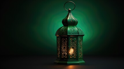 Ramadan Blue Lantern Islamic Ornament Blurry Bokeh Background