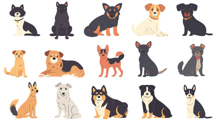  Cute dogs doodle illustration in the style of colorful animation stills