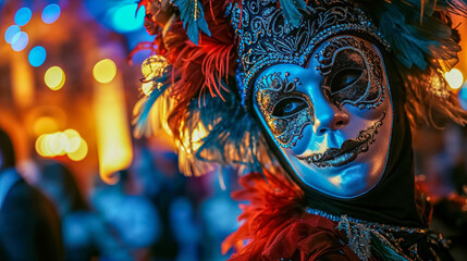 Beautiful Carnival Masked Ballroom Dance. A Venetian Carnival Masquerade in Full Swing. Carnival Season Background