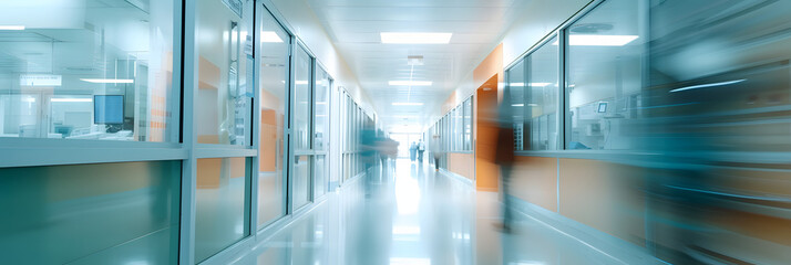 Canvas Print - Blured motion in ER of hospital, unfocused background