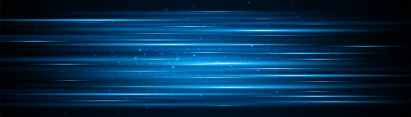 Blue glowing lines with glitter light effect on dark background. High speed internet technology concept or fast wireless data transmission. modern internet network connection technology background	