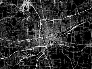 Wall Mural - Vector road map of the city of Canton  Ohio in the United States of America with white roads on a black background.