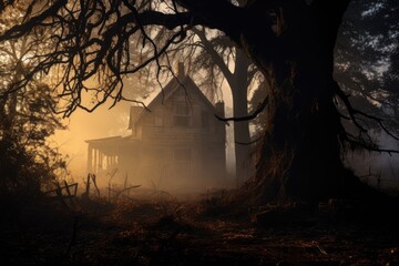 Wall Mural - Scary spooky graveyard at night. Horror Halloween concept. Scary horror background