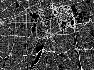  Vector road map of the city of Hempstead  New York in the United States of America with white roads on a black background.