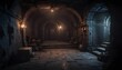 Underground dungeon, fantasy adventure tabletop role play game setting, dark and creepy background created with generative ai