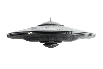 Wall Mural - ufo, alien spaceship isolated on transparent background, close up of flying saucer, alien abduction 