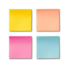 Wall Mural - Empty paper sheets for notes isolated on transparent background. Set of colored sticky notes