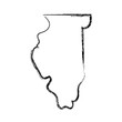 Illinois map outline hand drawn sketch