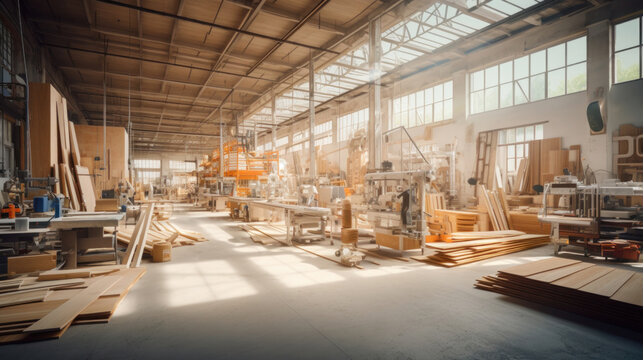 A large furniture and interior wood items building factory.