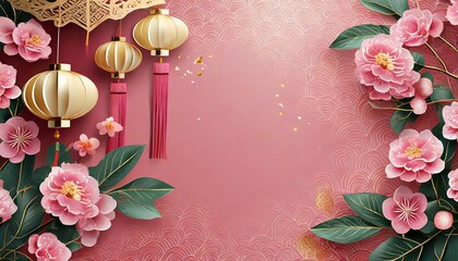 Wall Mural - chinese new year pink background