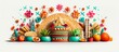 Mexican Cinco de Mayo holiday background with mexican cactus,guitars, sombrero hat, maracas, Bright yellow flat lay with traditional