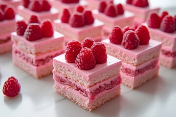 Wall Mural - raspberry cake with raspberries , in the style of light pink