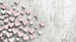 Assorted pink heart-shaped candies on a grungy concrete background.