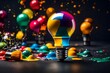 bulb with colorful balloons