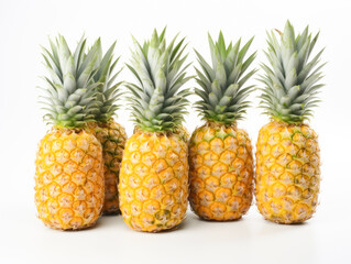 Wall Mural - Fresh and juicy pineapple on white background