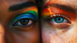 Closeup portrait of queer friends young couple faces