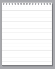 Wall Mural - Square grid line background on white background. Notebook Lined Paper . Vector pads paper sheets with lines and squares for memo..
