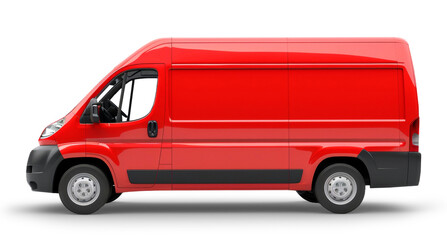 Wall Mural - Red cargo van isolated from white or transparent background