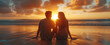 © Frédéric Prochasson - couple on the beach at sunset, AI generated