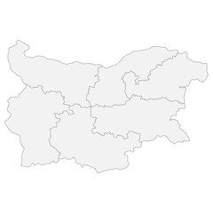  Bulgaria map. Map of Bulgaria in six mains regions in white color