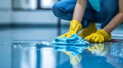 tidy spaces: housekeeper cleaning the apartment