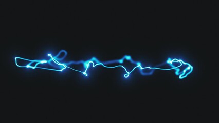 Wall Mural - glowing distorted electric ark/ 4k animation of an abstract 3d glowing electric light filament with 