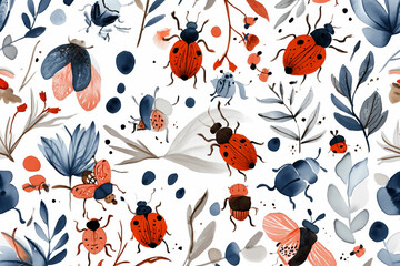 Wall Mural - Watercolor illustration. Wallpaper. Bugs