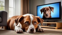 Dog In The Tv Ai Generated
