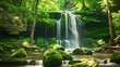 beautiful waterfall at deep forest