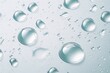 Clear water droplets glisten and gather on a clean white surface, creating a captivating visual display.