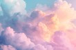 Hazy clouds in pastel pink blue yellow and white seamless repeating pattern