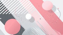 Abstract Pink White And Gray Color, Modern Design Stripes Background With Geometric Round Shape. Vector Illustration.